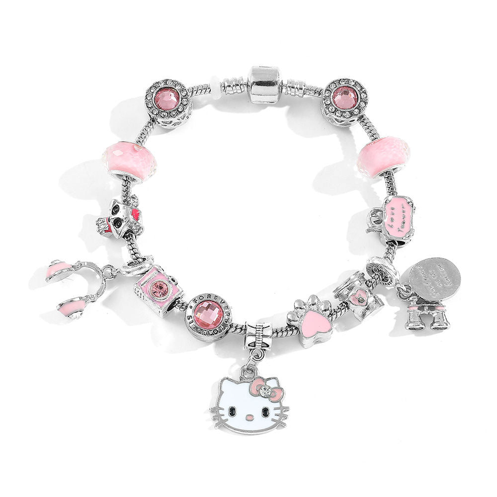 Hello kitty Charm Bracelets Stainless Steel Bangle Bracelet Jewelry Gift for Women Girls