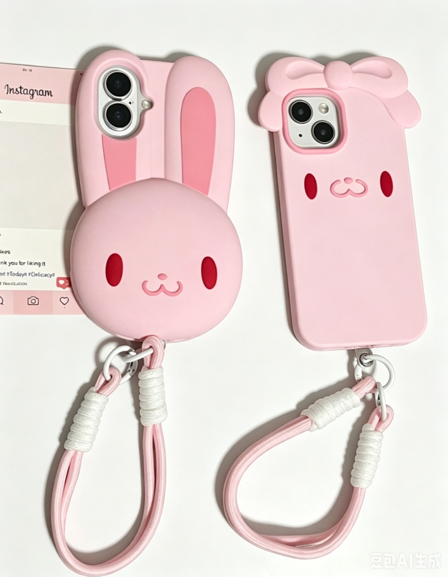 Kawaii Pink Bunny Shape Protective Phone Case