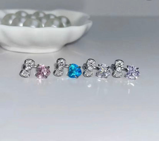 HK Bow Heart Earrings