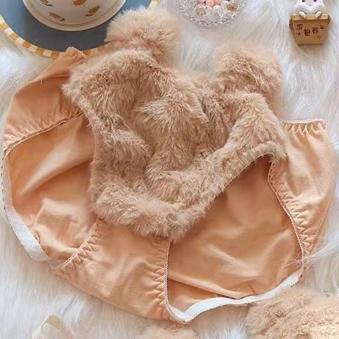 Cute bear pattern plush underwear set