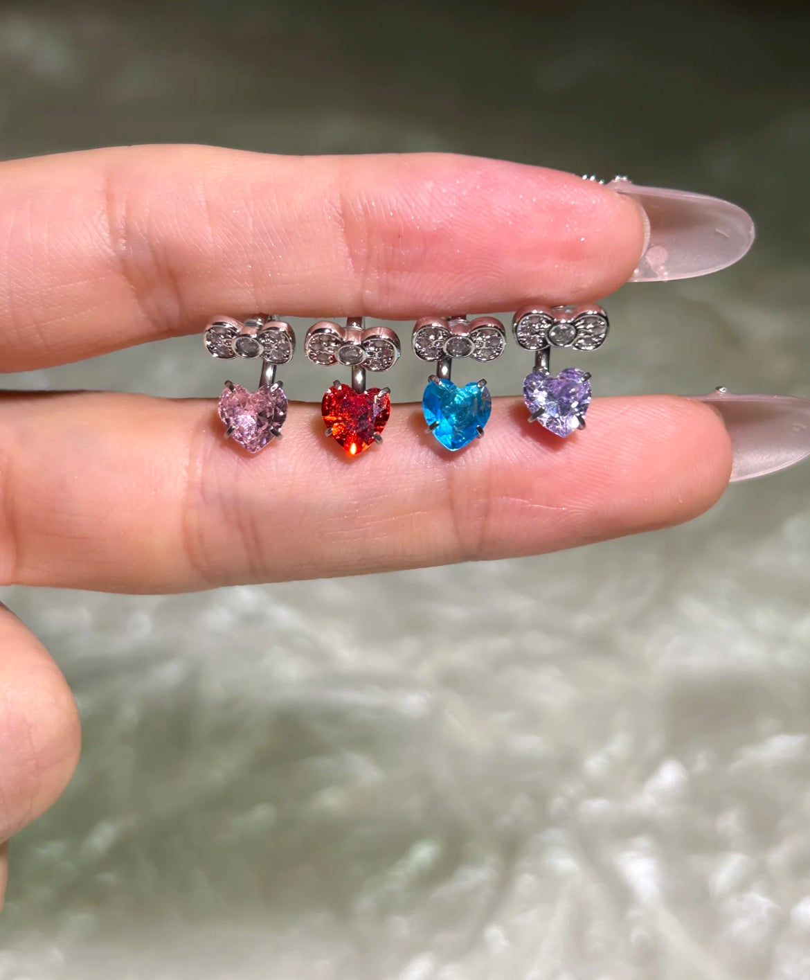 Stainless Steel Kitty Bow Helix Earrings