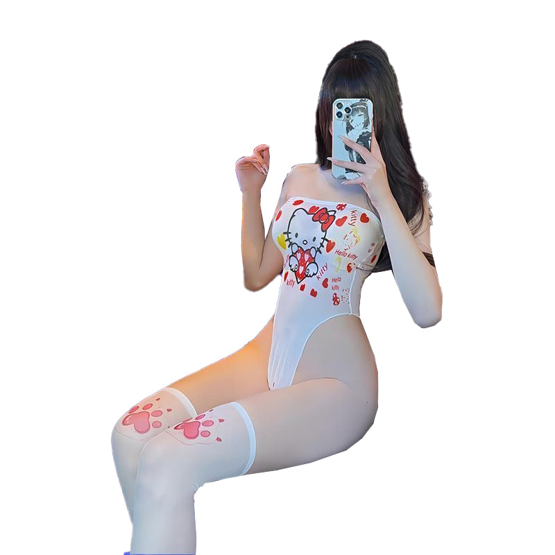 Hello Kitty One Piece Sexy Lingerie Outfit