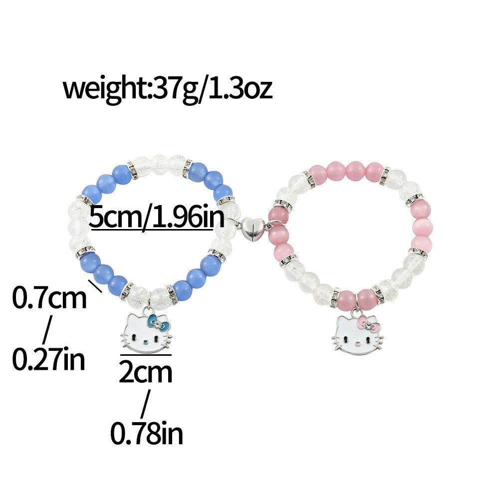 Hellokitty 2 Pcs Magnetic Couples Bracelets Matching Friendship Bracelets Set