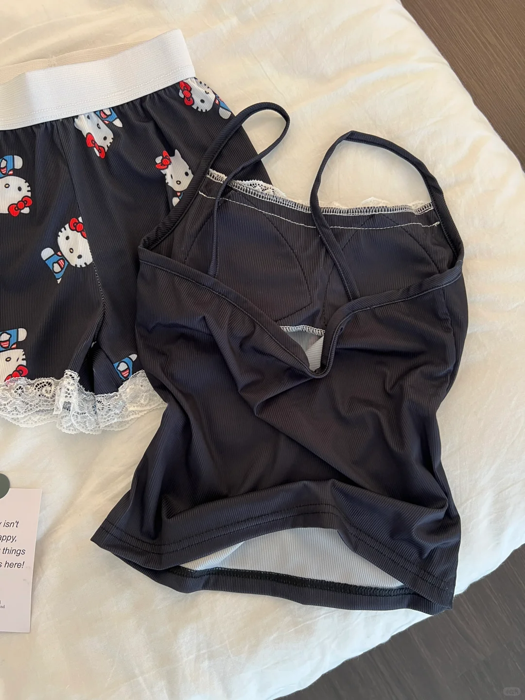 Hello Kitty Tank Top Shorts Sleep Set Lingerie Sleepwear Pj Shorts Set Nightwear