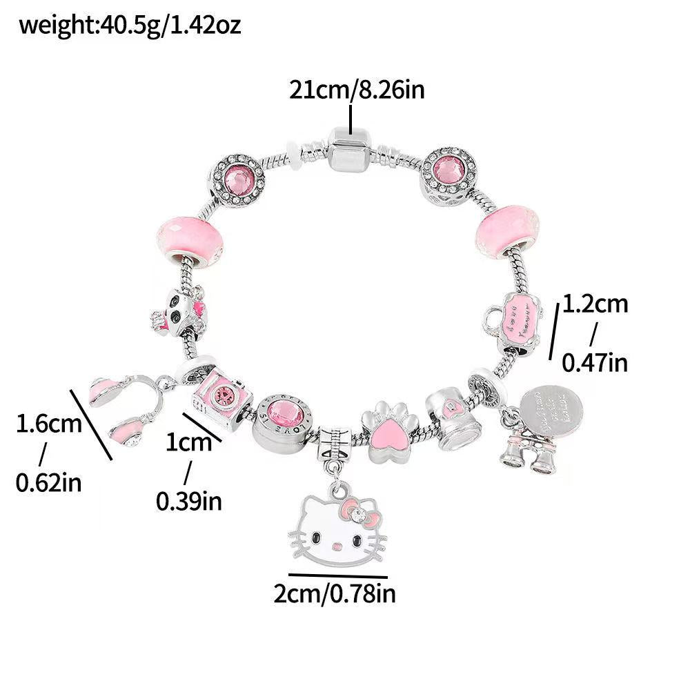 Hello kitty Charm Bracelets Stainless Steel Bangle Bracelet Jewelry Gift for Women Girls