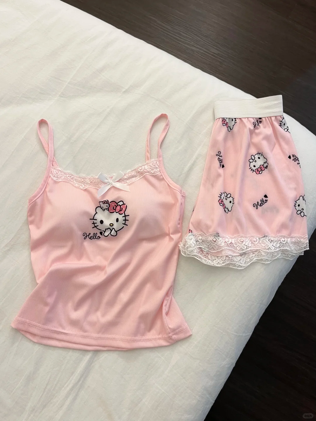 Hello Kitty Tank Top Shorts Sleep Set Lingerie Sleepwear Pj Shorts Set Nightwear