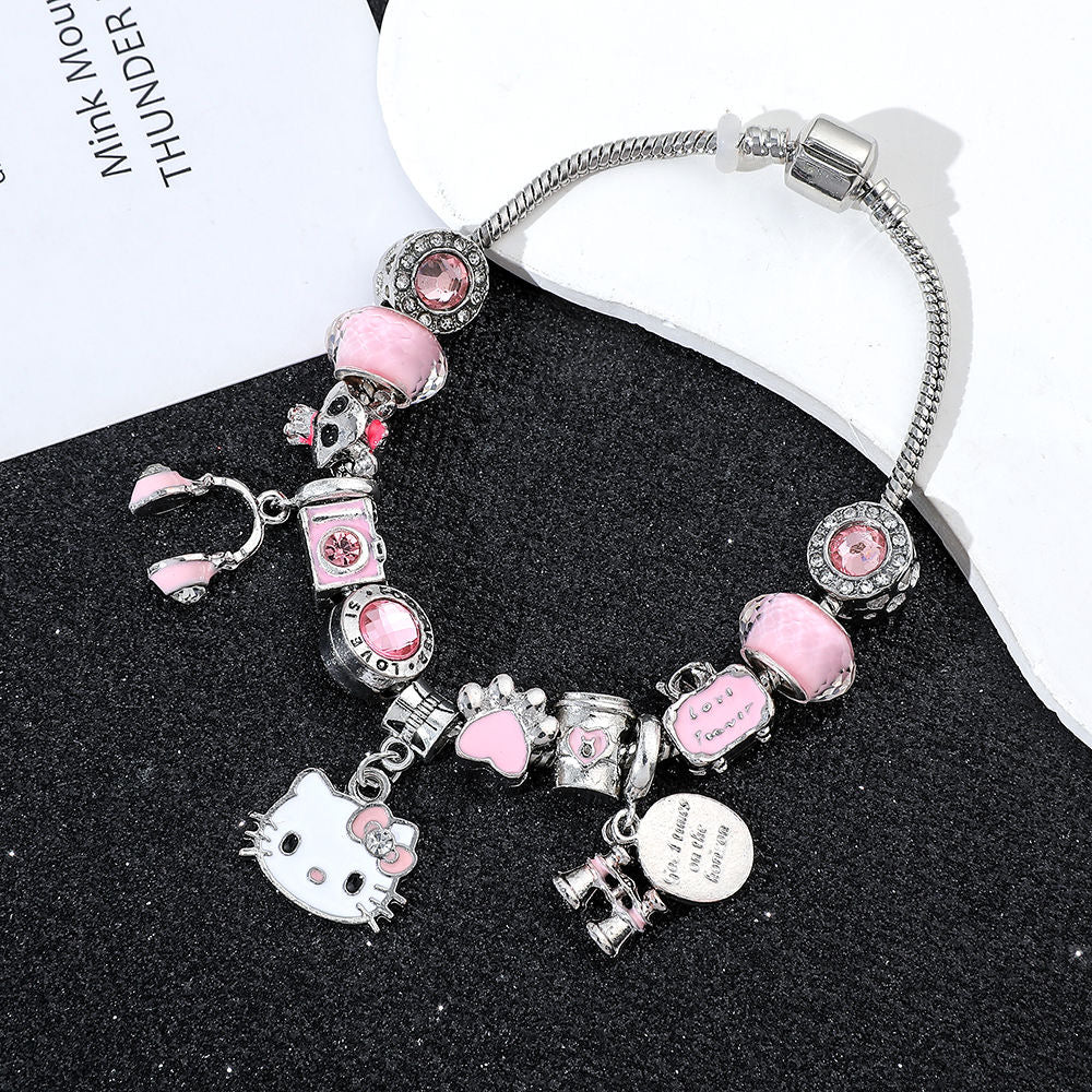 Hello kitty Charm Bracelets Stainless Steel Bangle Bracelet Jewelry Gift for Women Girls