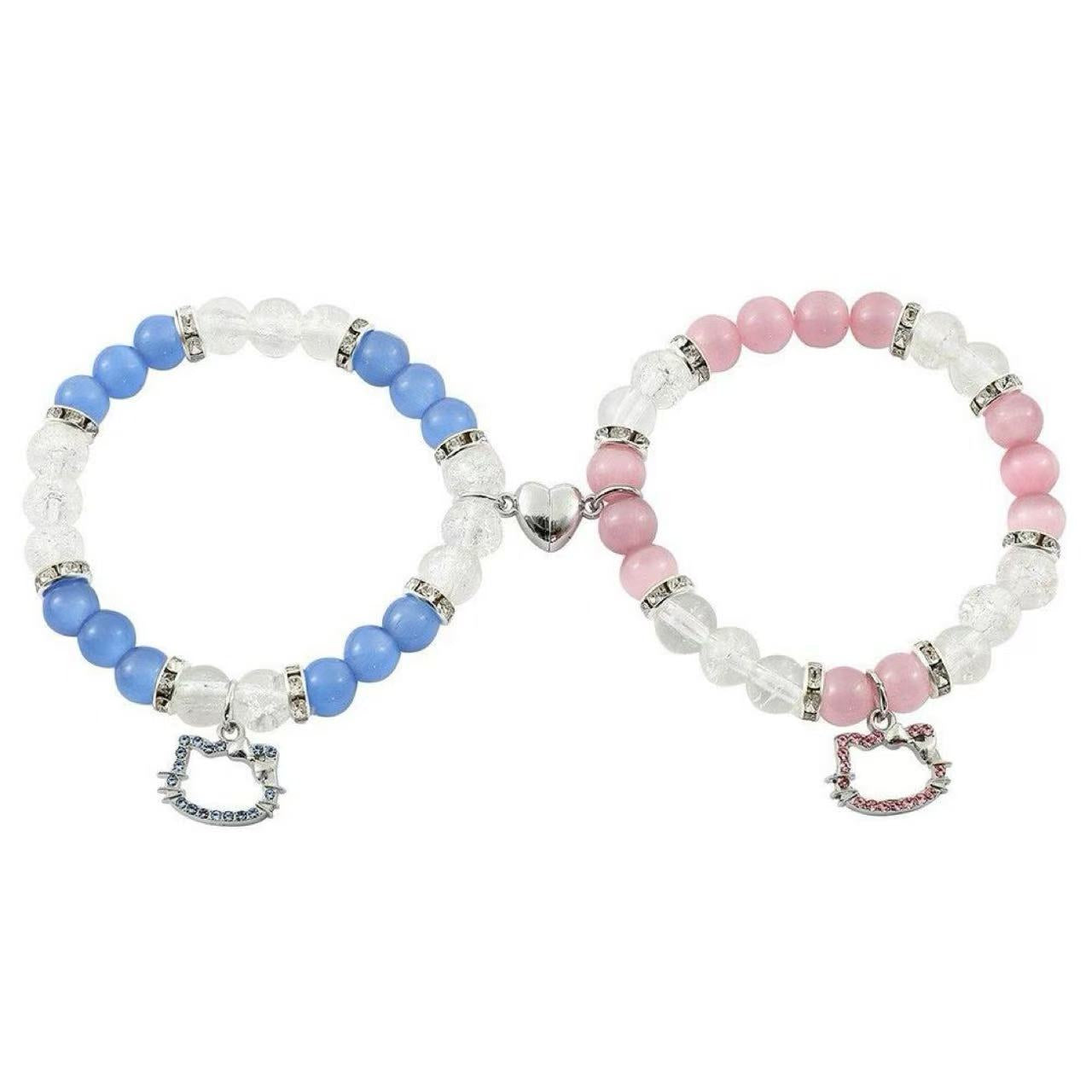 Hellokitty 2 Pcs Magnetic Couples Bracelets Matching Friendship Bracelets Set