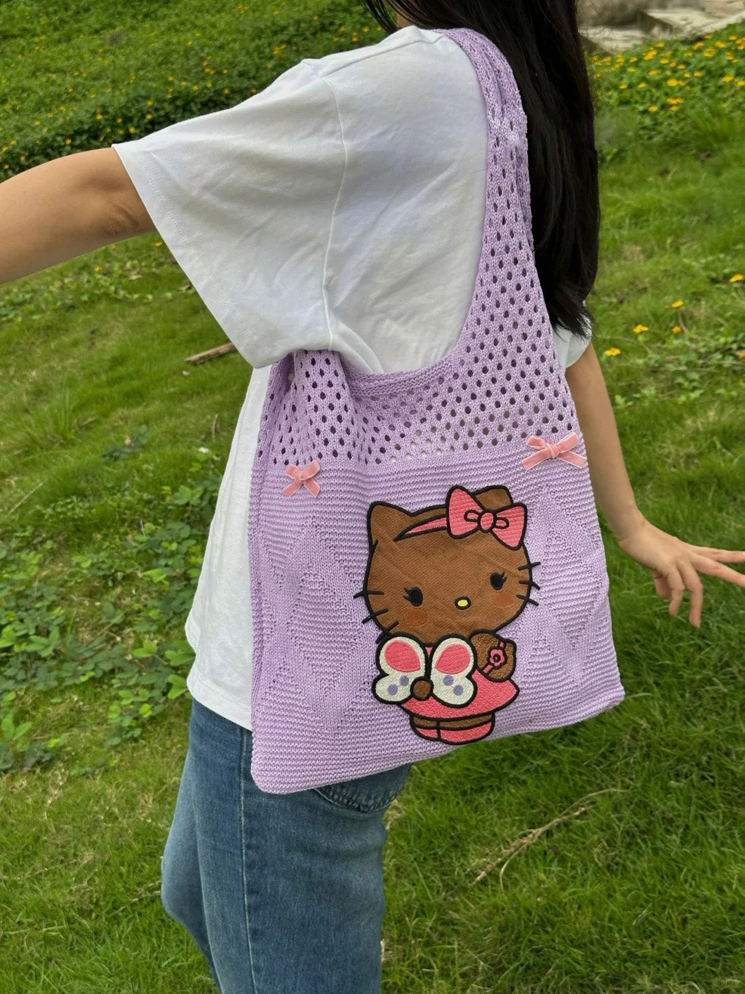 Hello Kitty Butterfly Knitted Bag