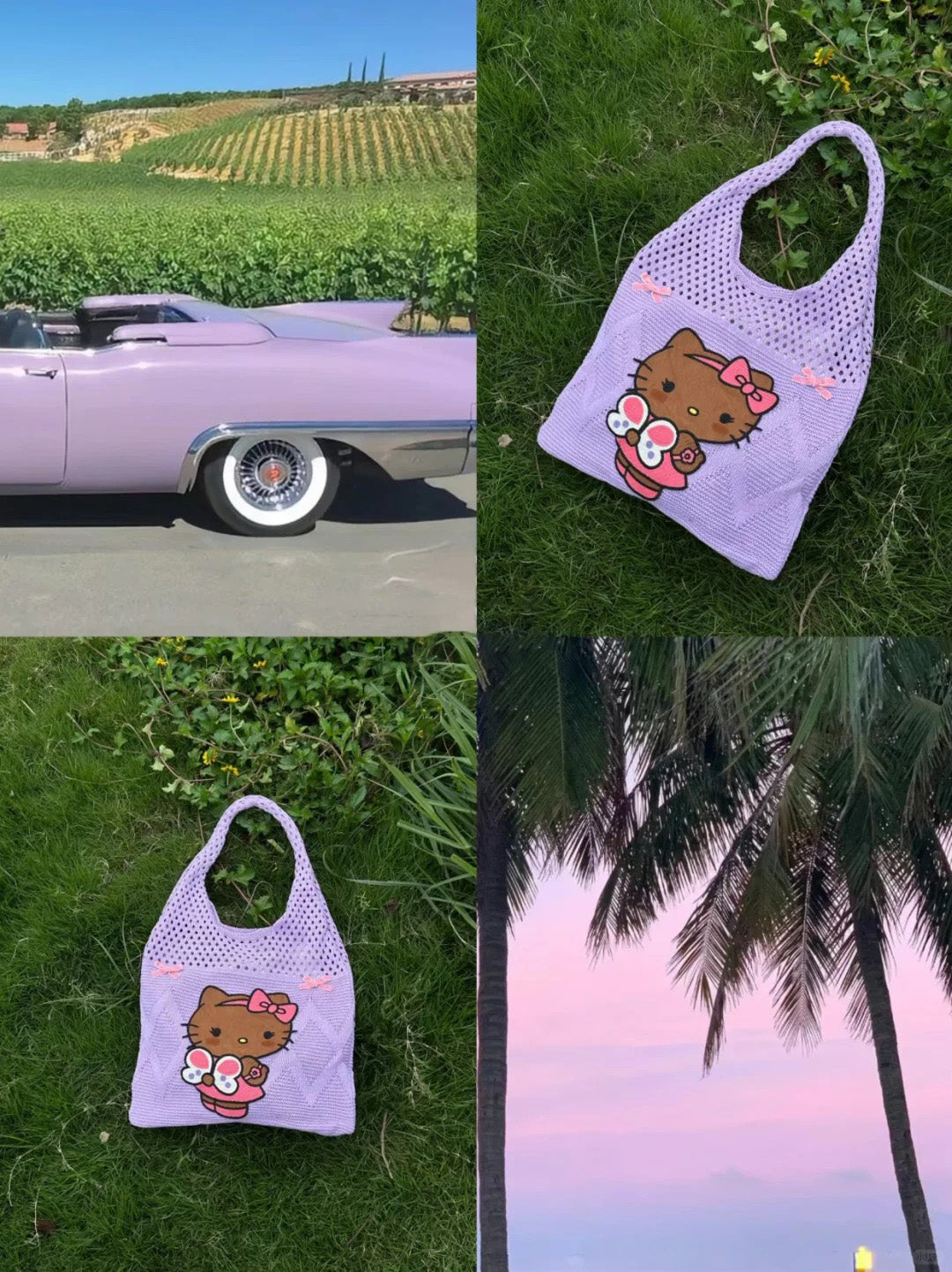 Hello Kitty Butterfly Knitted Bag