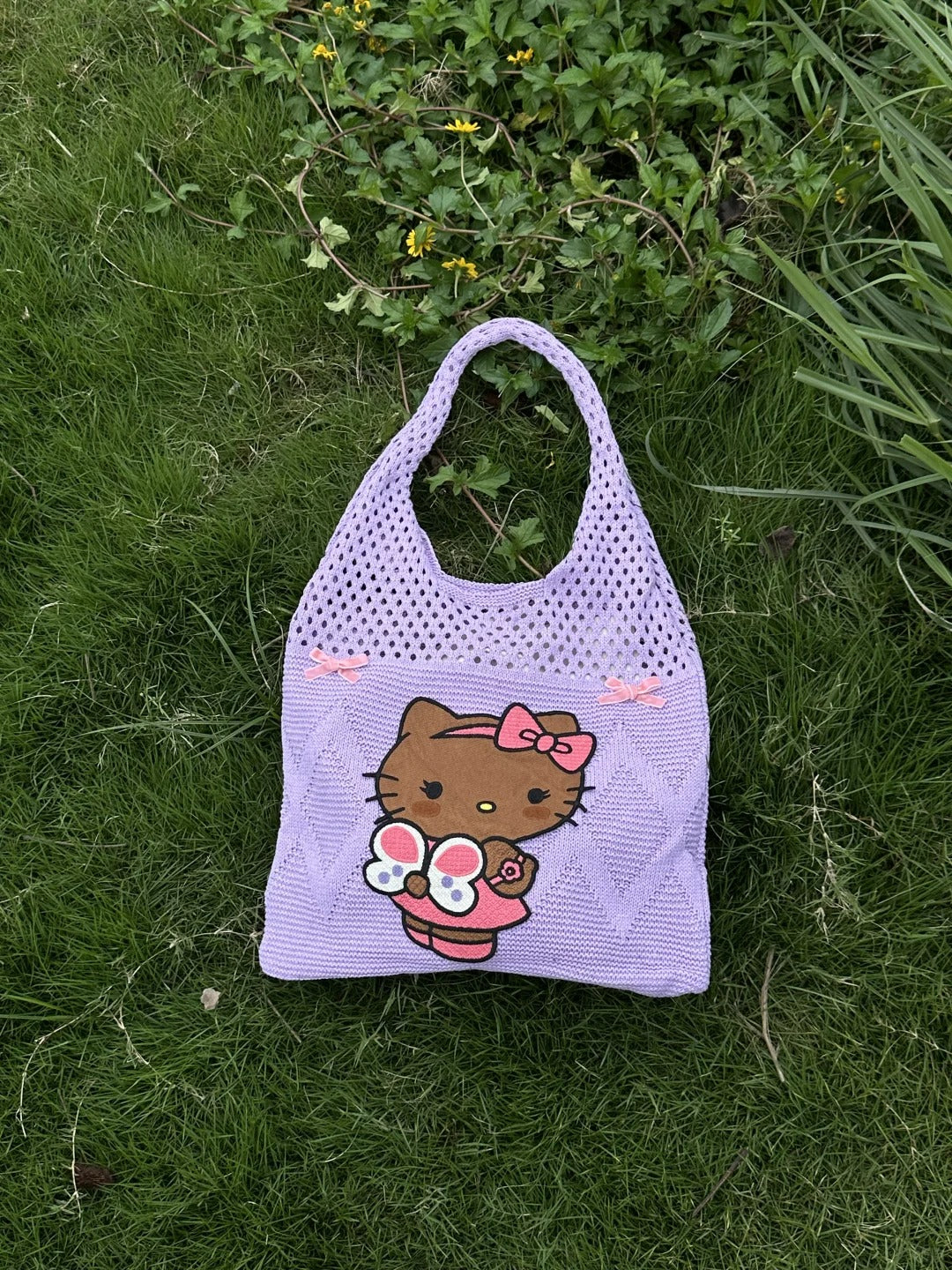 Hello Kitty Butterfly Knitted Bag