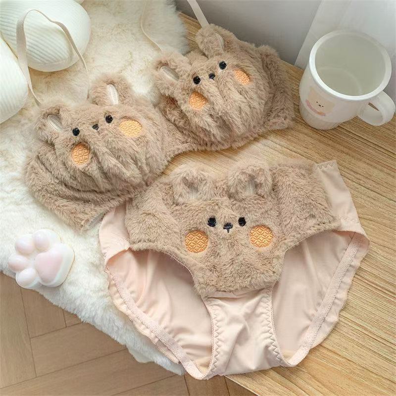 Plushie Lingerie Sets Cute Bunny Ear Bra Sets Cute Pajamas