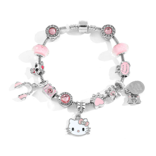 Hello kitty Charm Bracelets Stainless Steel Bangle Bracelet Jewelry Gift for Women Girls