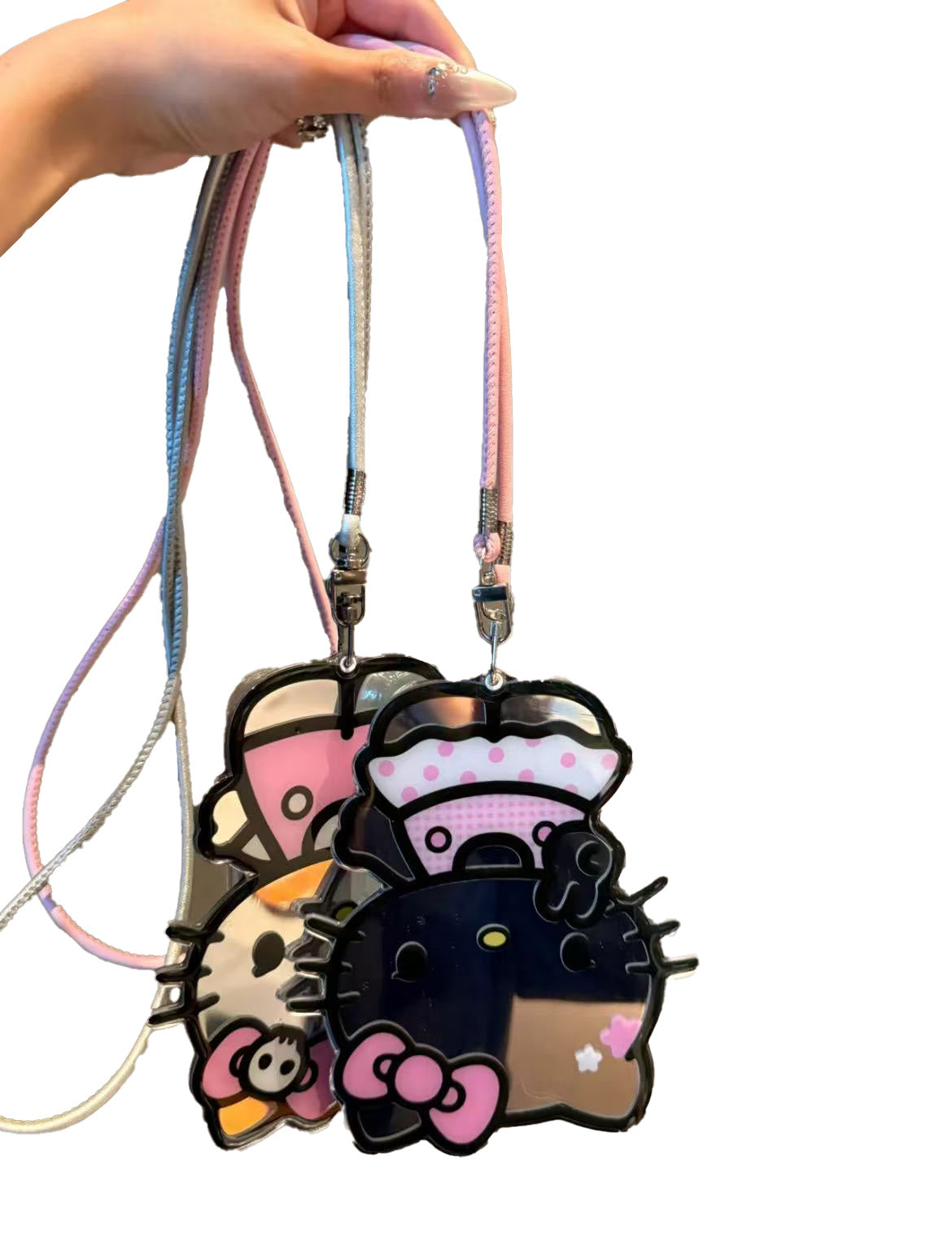 Hello Kitty Shaped Folding Mirror Phone Case with Strap