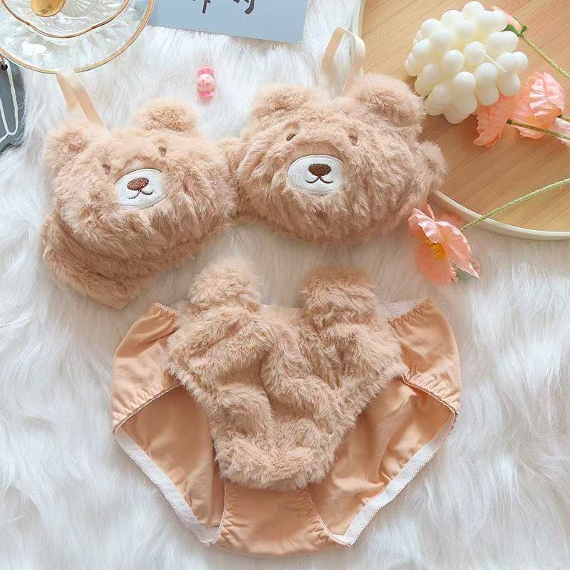 Cute bear pattern plush underwear set
