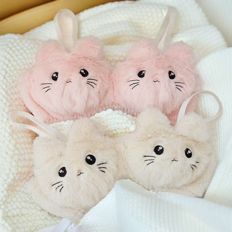 Cute plush bunny pattern wire-free bra and panty set