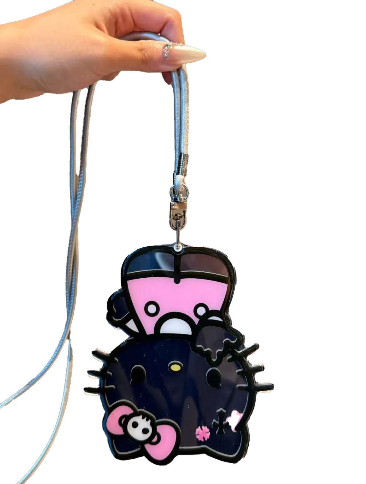 Hello Kitty Shaped Folding Mirror Phone Case with Strap