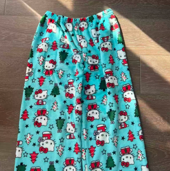 Hello kitty Christmas Pants Pajama Cute Soft Long Bottoms Pjs.