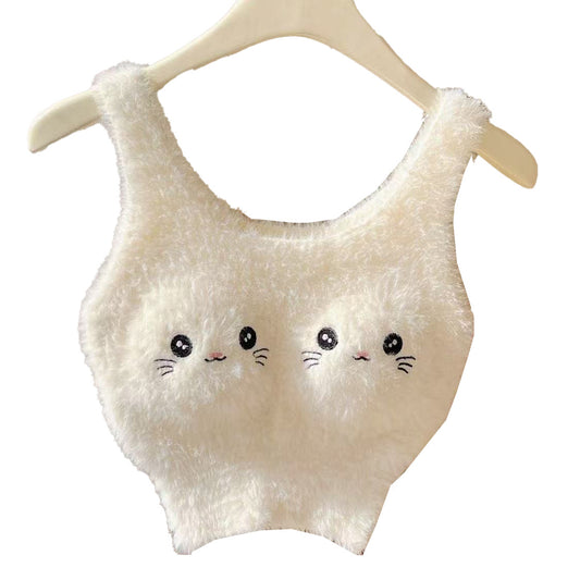 Cute women's fleece vest camisole sleeveless tube top