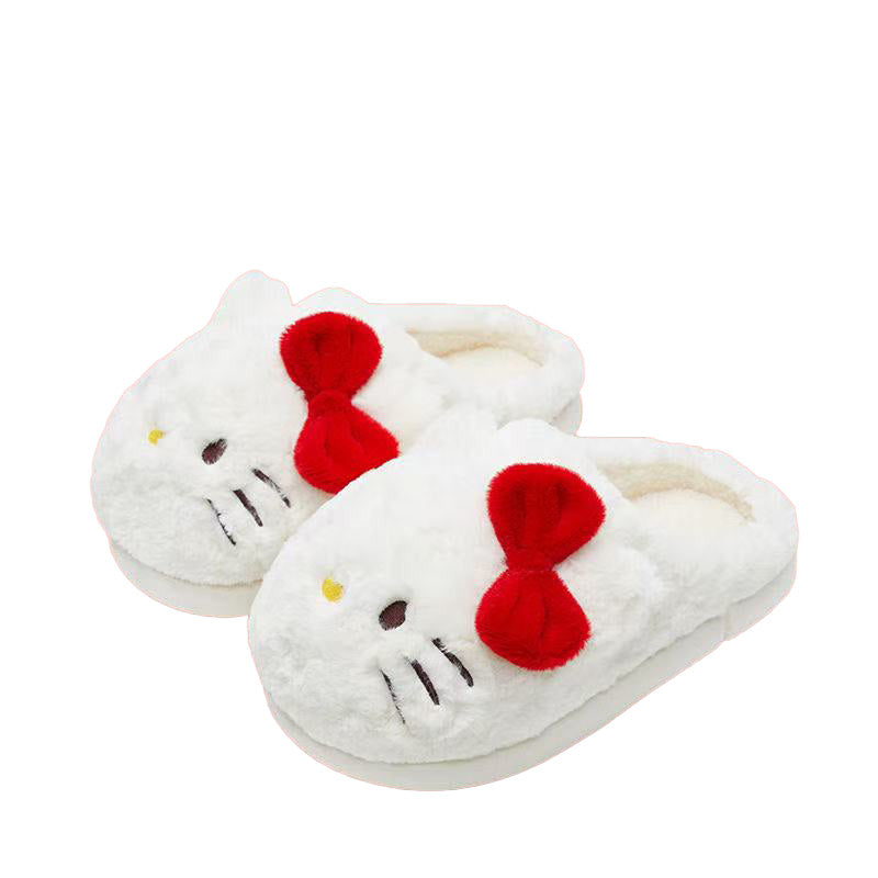Hello Kitty Fuzzy Slippers Women Kawaii Slippers