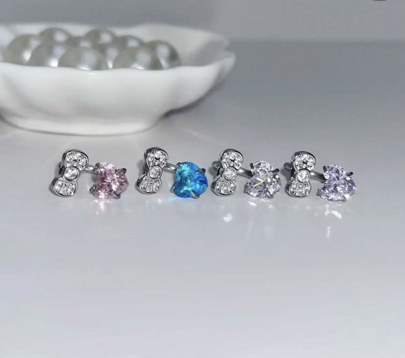 HK Bow Heart Earrings