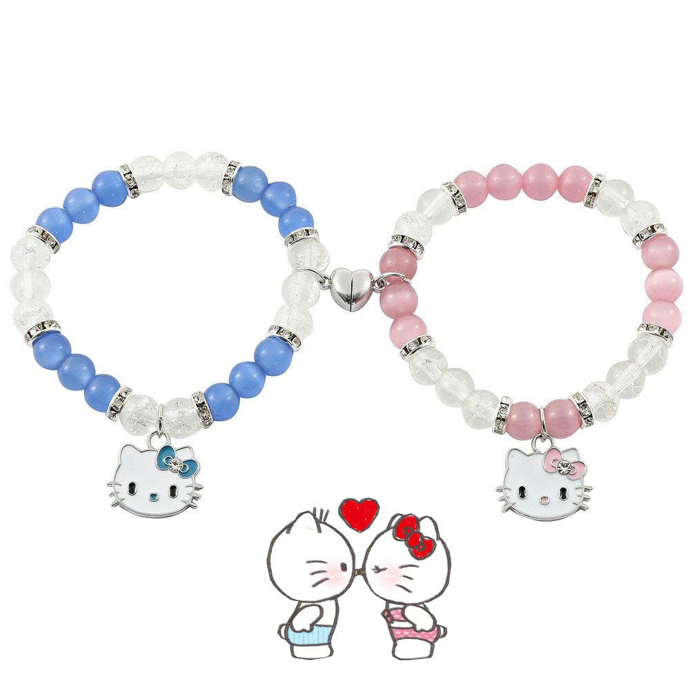 Hellokitty 2 Pcs Magnetic Couples Bracelets Matching Friendship Bracelets Set