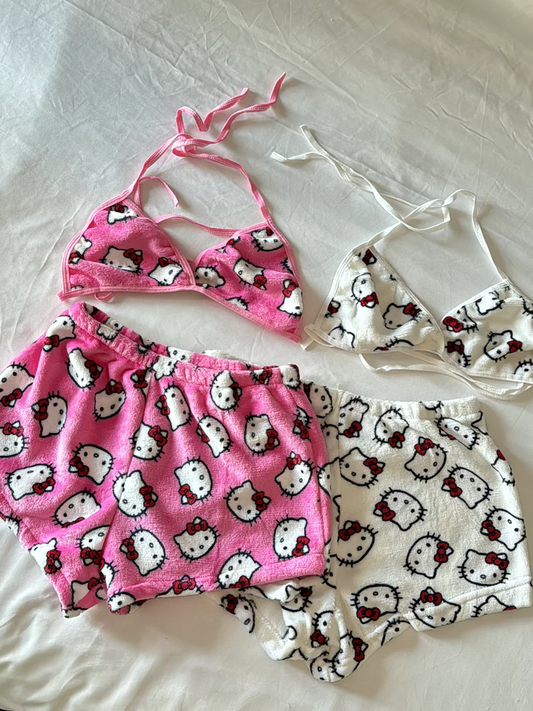 Hello Kitty WomenS 2 Piece Bikini Top with Shorts Pj Set