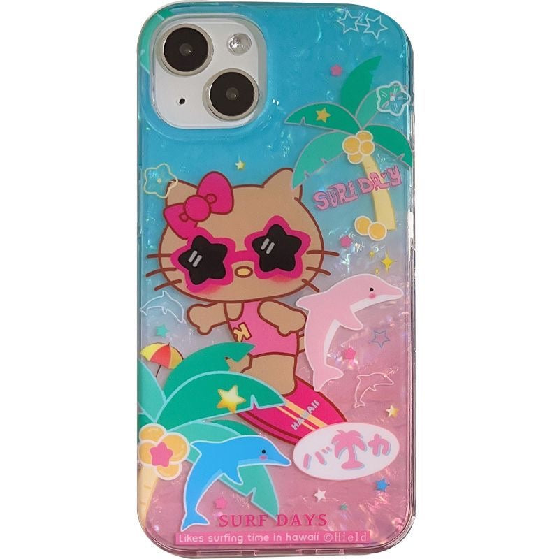 Hello kitty Hawaii  Surf Phone Case With Chain