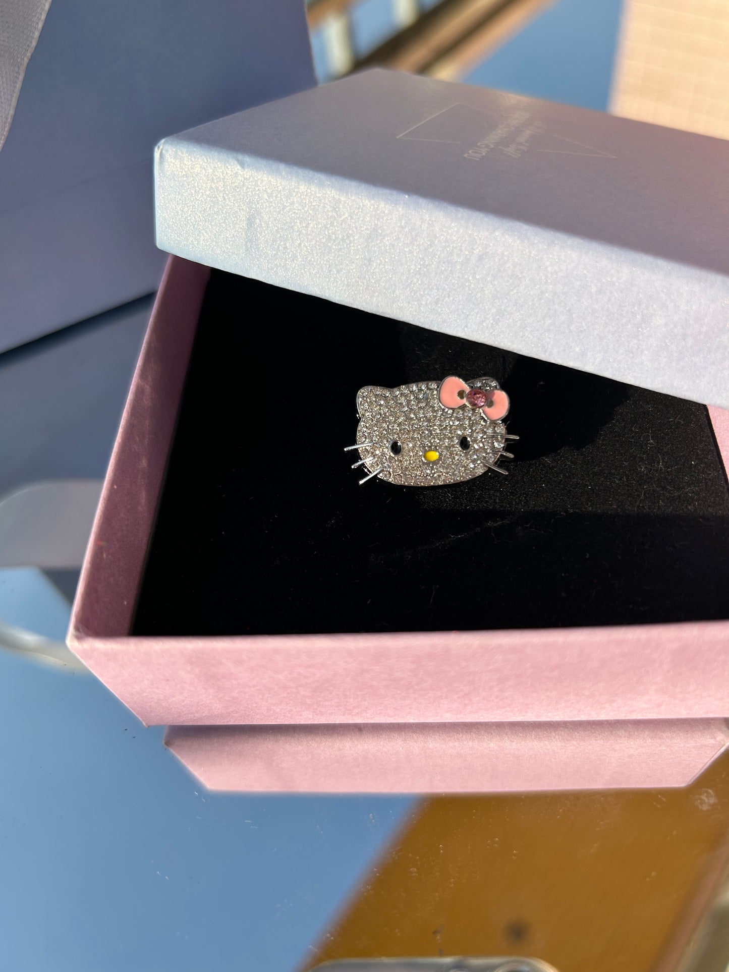 Hello Kitty Rhinestone Open Adjustable Ring