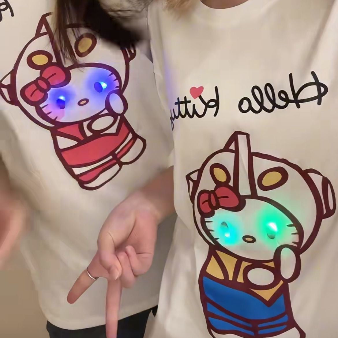 Hello kitty Couple glow T shirt