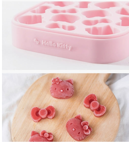 Hello Kitty Shaped Ice Cube Tray with Lid and Bin (with Scoop)