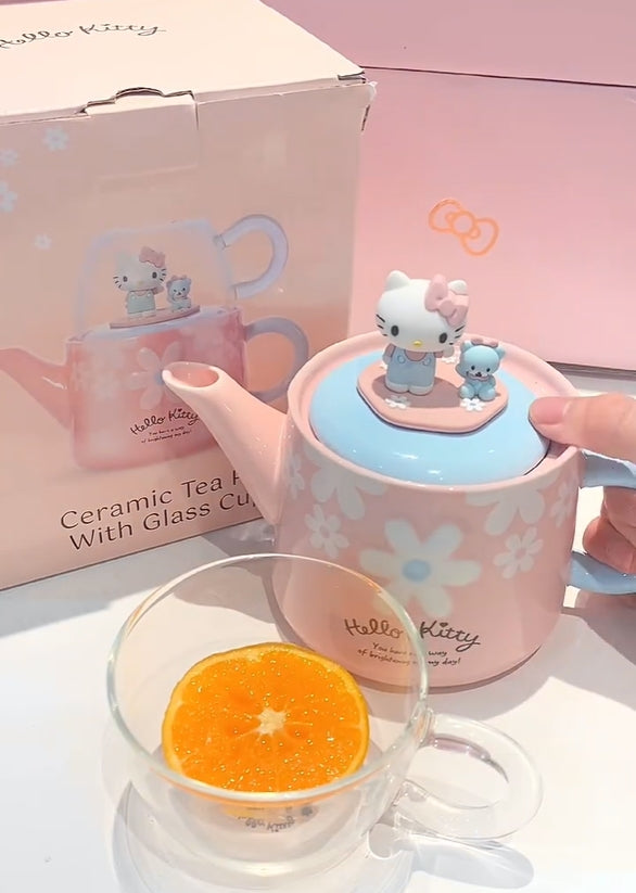 Hello kitty Ceramics Tea Post with Glass Cup 580ml