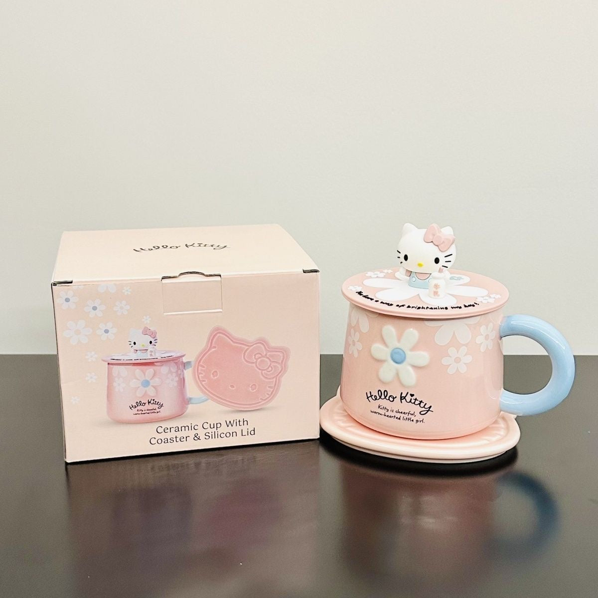 Hello Kitty Ceramic Cup with Coaster Silicon Lid 400ml