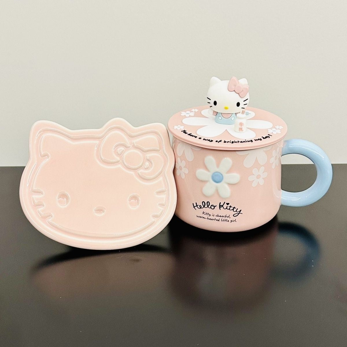 Hello Kitty Ceramic Cup with Coaster Silicon Lid 400ml