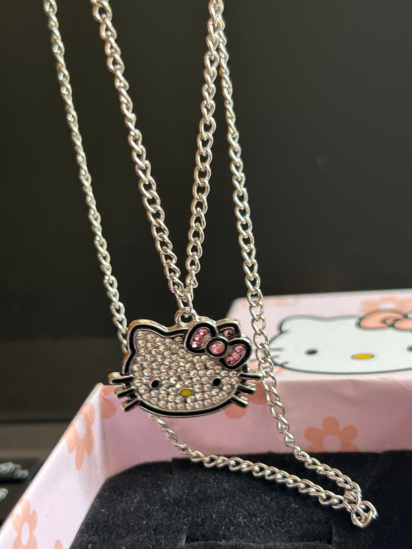 Hello kitty Rhinestone Pendant Necklace Y2k with gift box