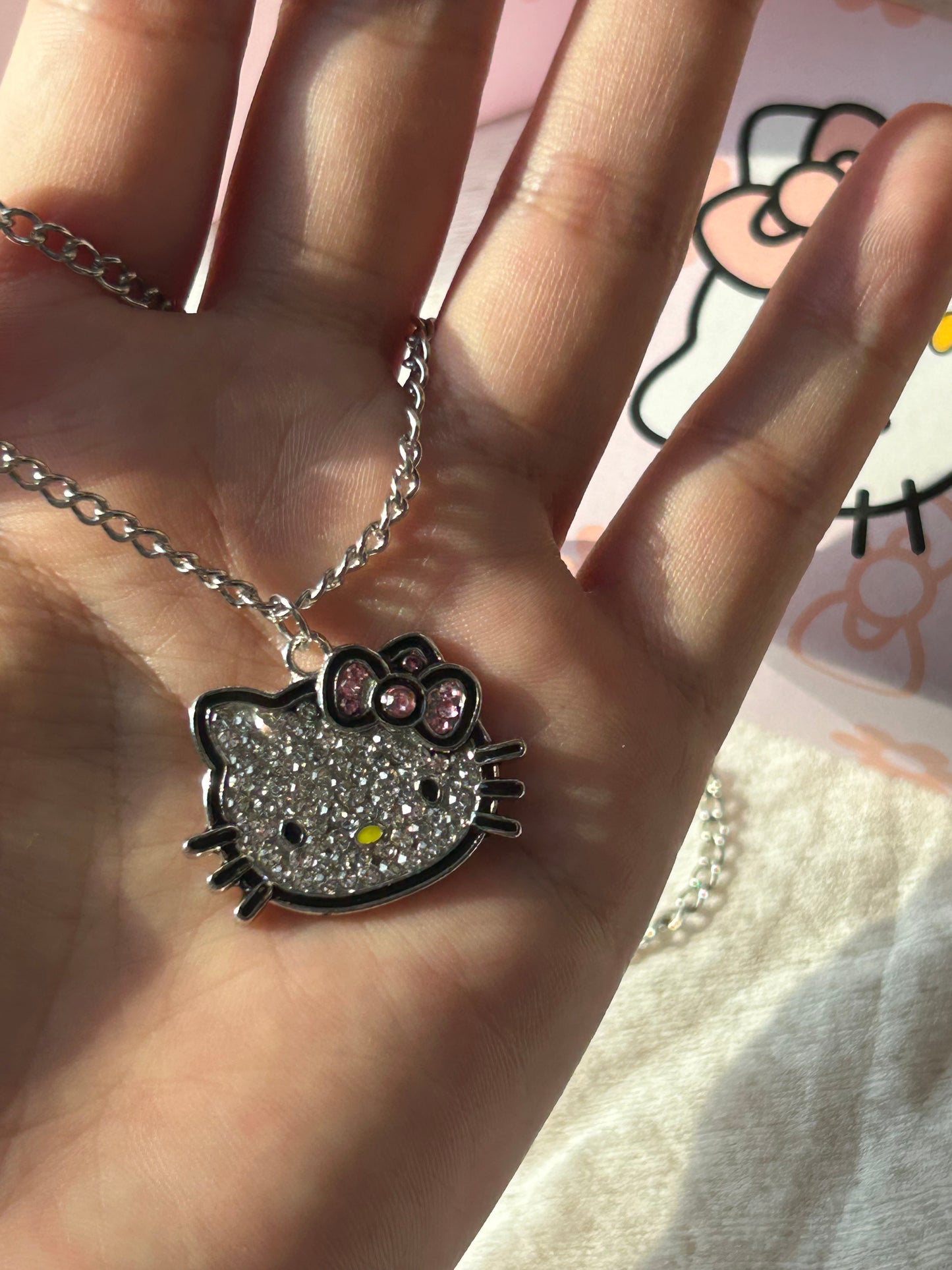 Hello kitty Rhinestone Pendant Necklace Y2k with gift box