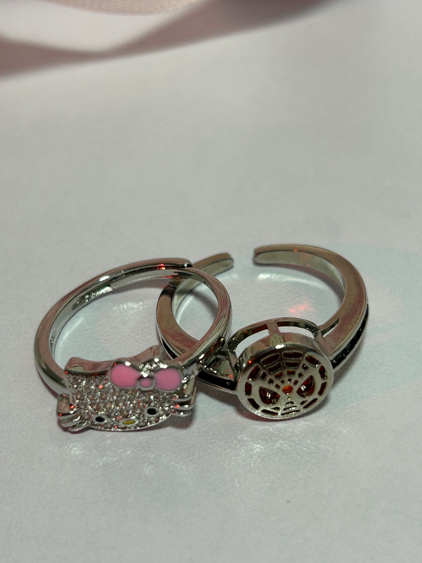 Kitty Kawaii x Spidey matching ring set with box