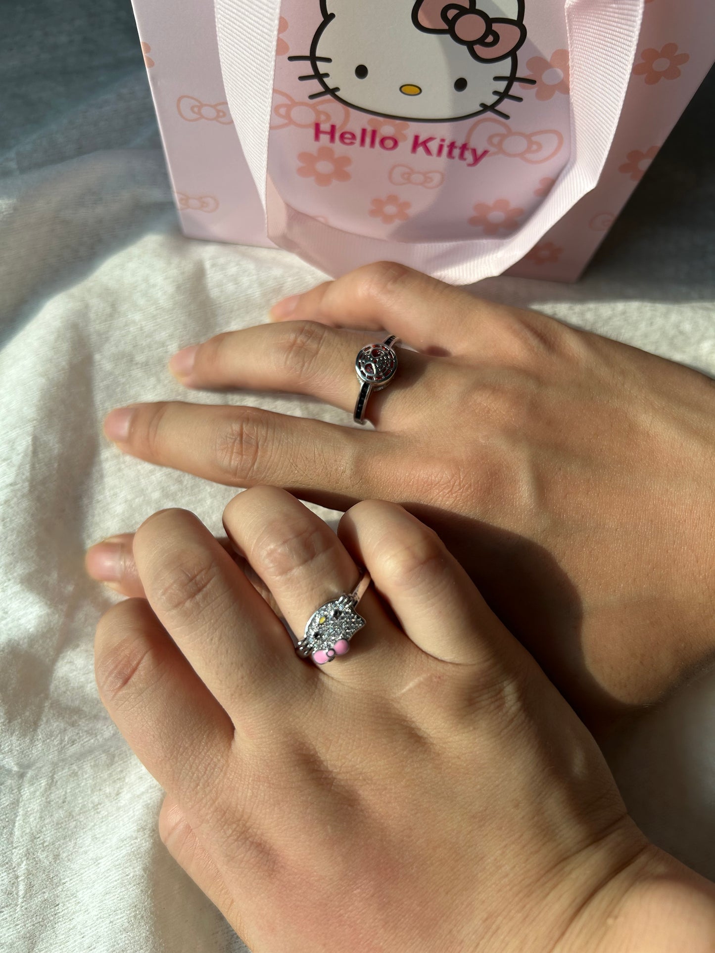 Kitty Kawaii x Spidey matching ring set with box