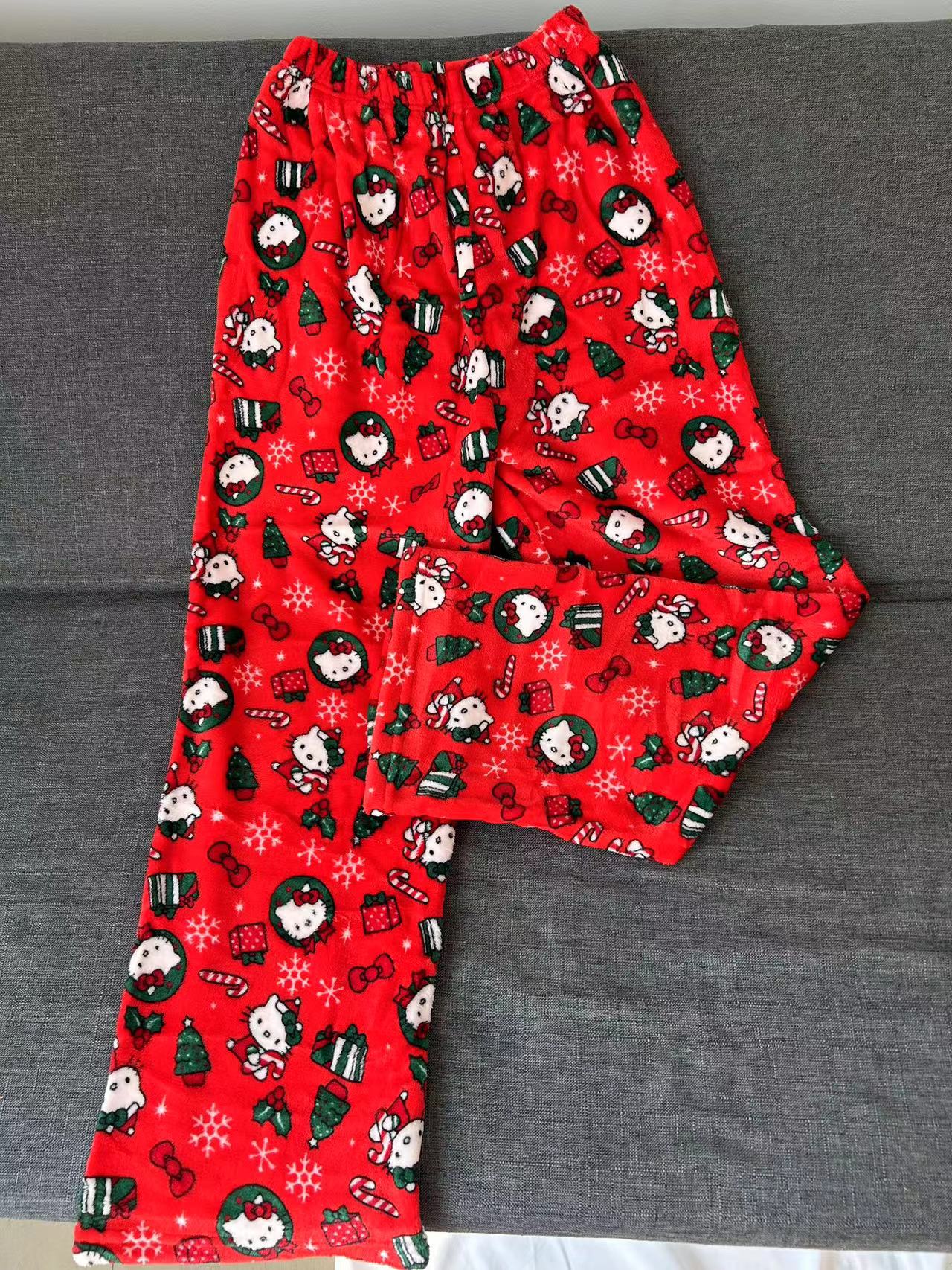 Hello kitty Christmas Pants Pajama Cute Soft Long Bottoms Pjs