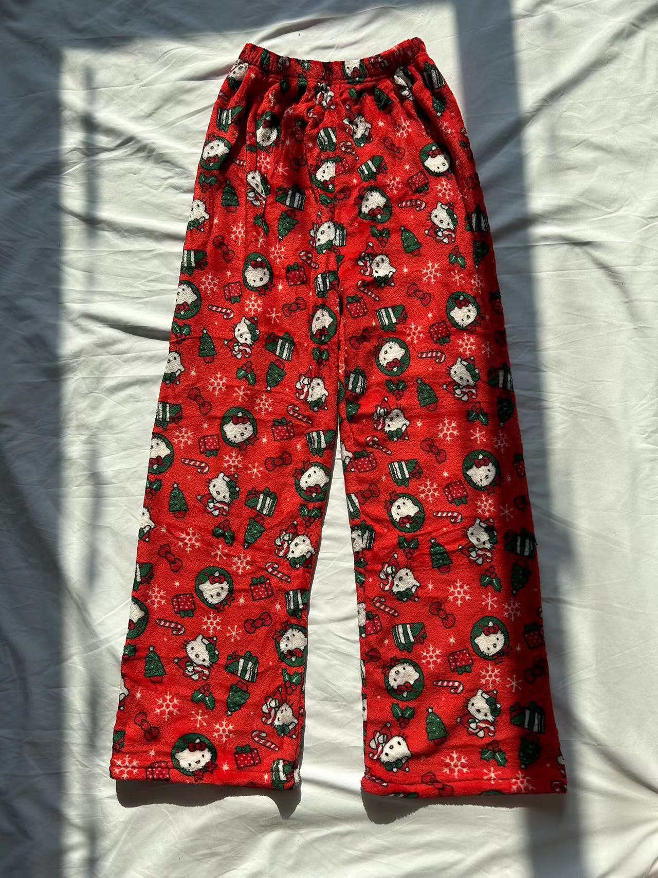 Hello kitty Christmas Pants Pajama Cute Soft Long Bottoms Pjs