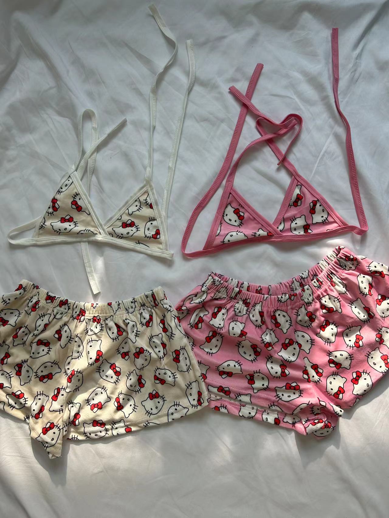 Hello Kitty WomenS 2 Piece Bikini Top with Shorts Pj Set