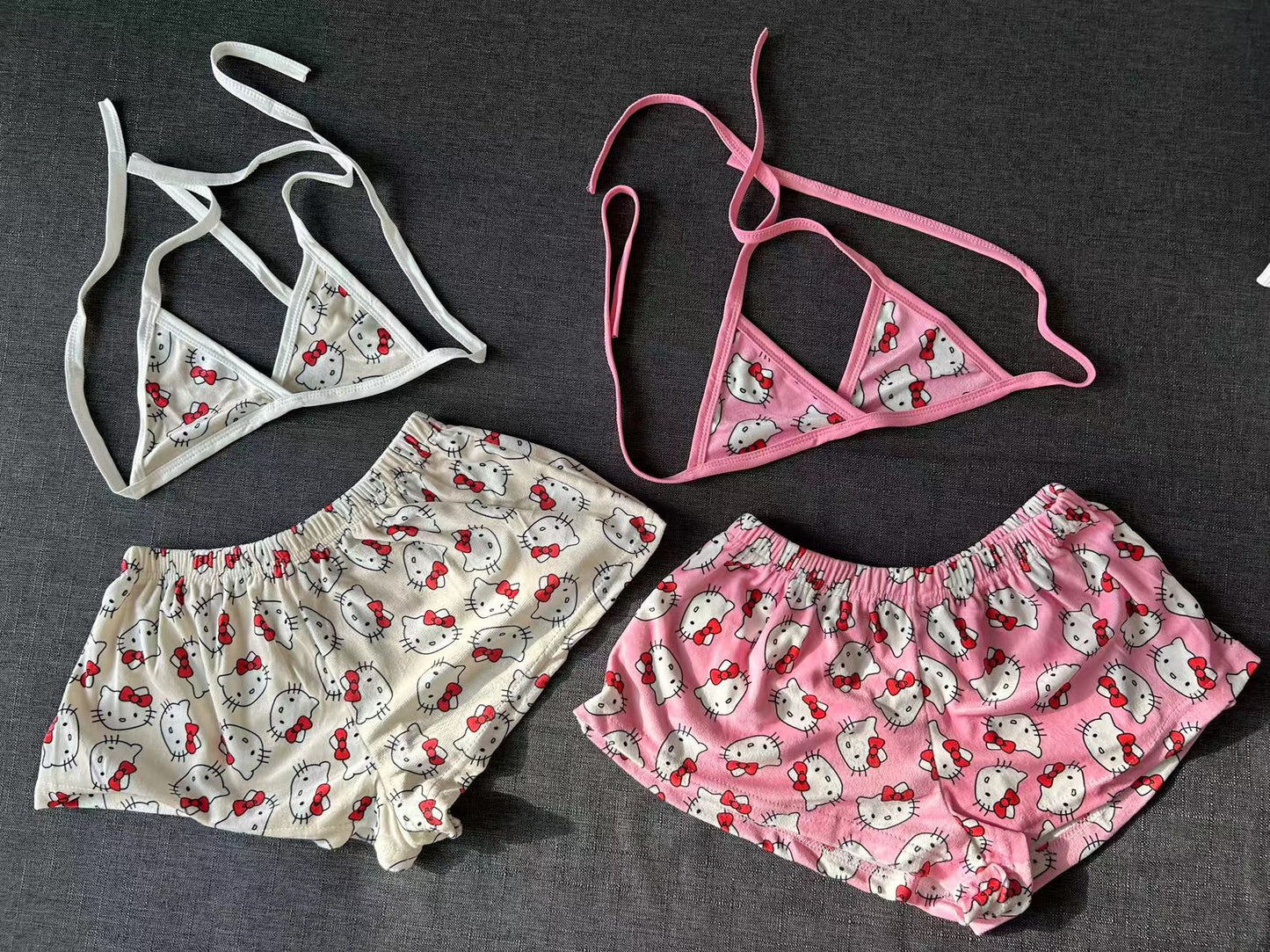 Hello Kitty WomenS 2 Piece Bikini Top with Shorts Pj Set