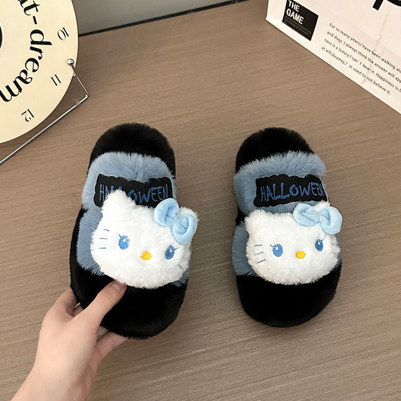 Hello Kitty Halloween Fluffy Slippers Cute home slippers