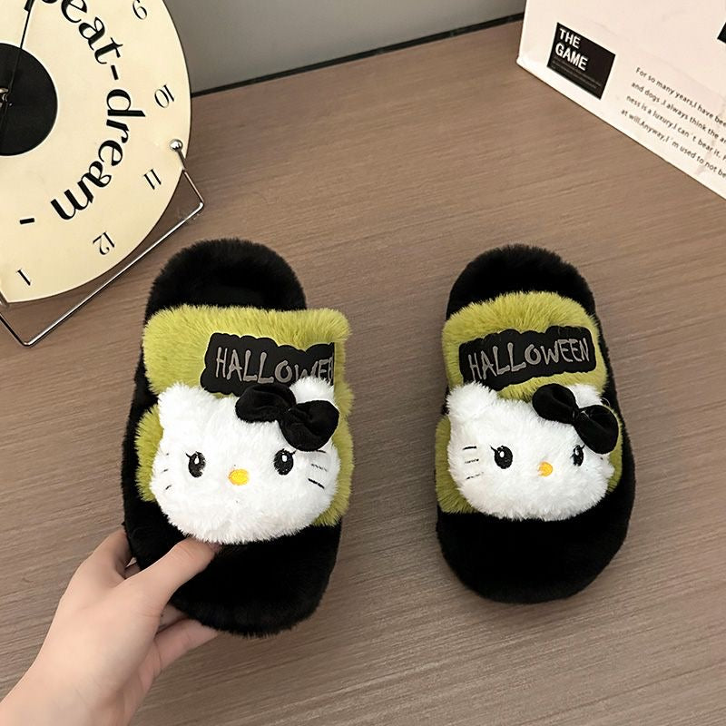 Hello Kitty Halloween Fluffy Slippers Cute home slippers