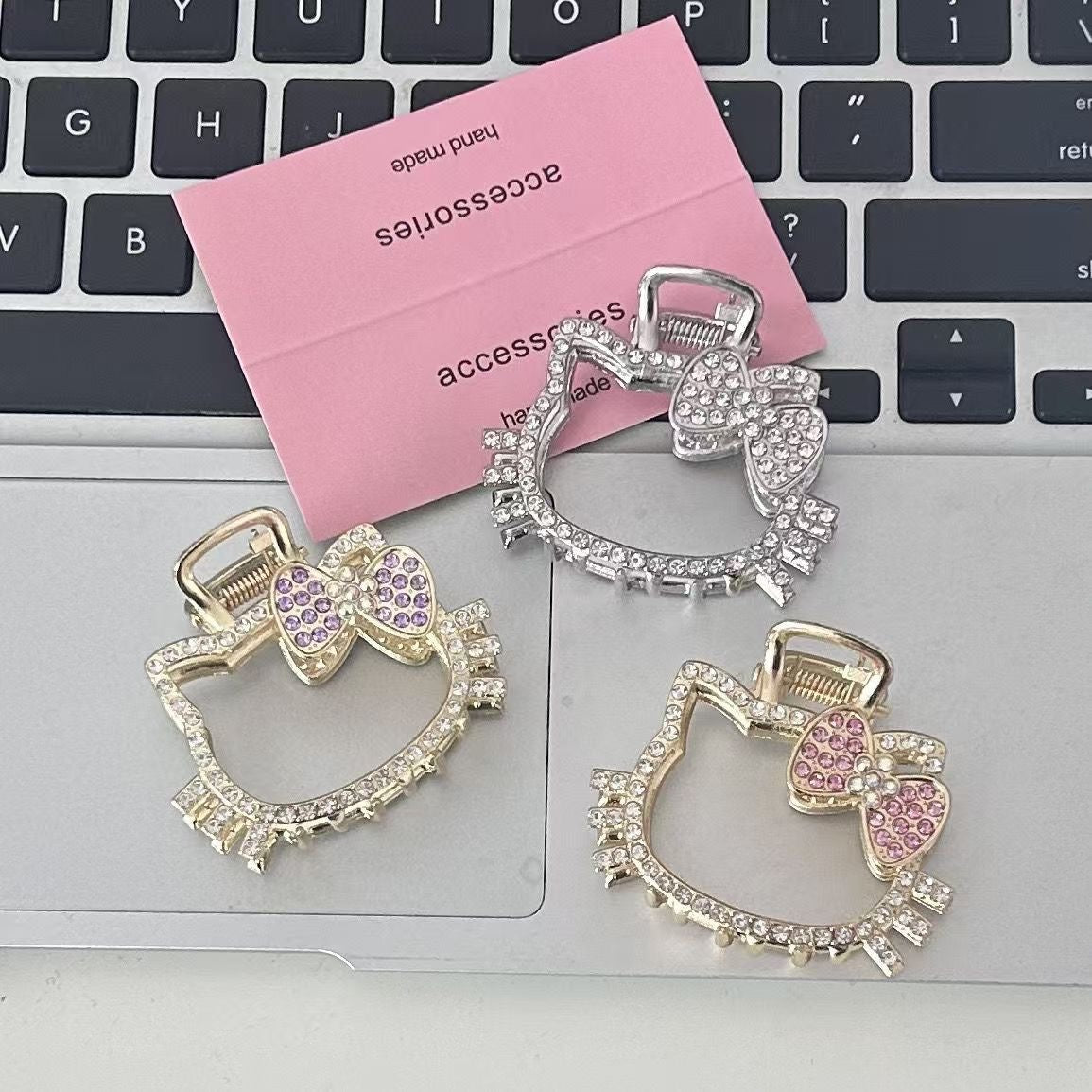 Hello kitty Hair Claw Clips for Women,  Rhinestone Hair Clip 3Pcs
