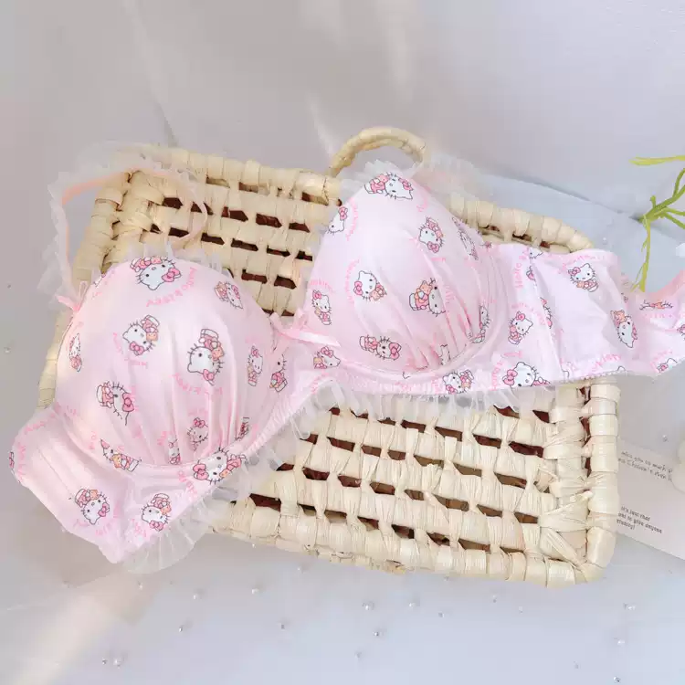 HK Lace Wire-Free Pink Bra Set