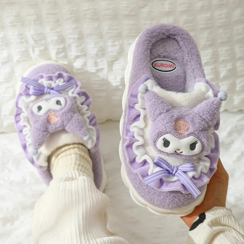 Sanrio Fuzzy Slippers Women Fluffy Kawaii House Slippers