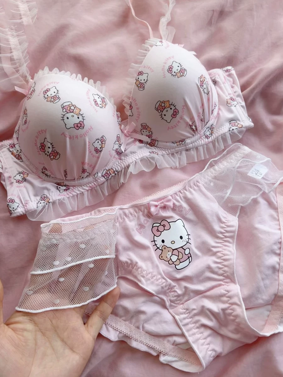 HK Lace Wire-Free Pink Bra Set