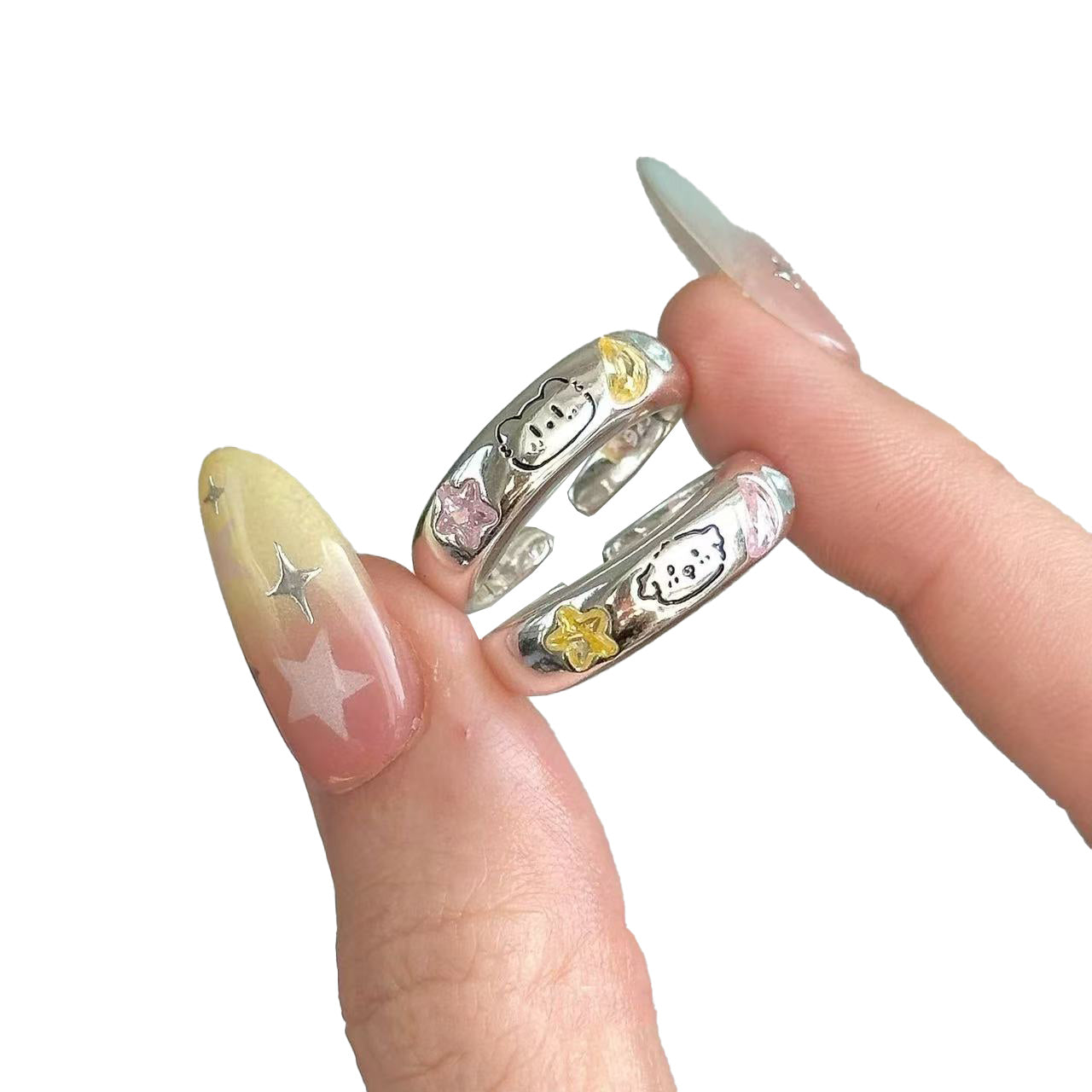 Cute couple rings with open top