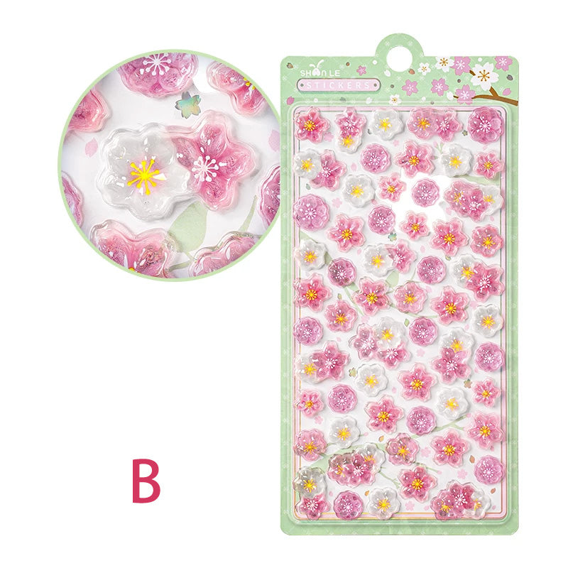3D Cherry Blossom Relief Decorative Sticker